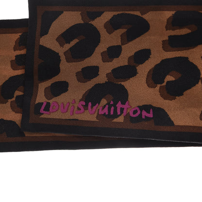 Louis Vuitton Silk Leopard Bandeau Scarf Marron 3 of 5