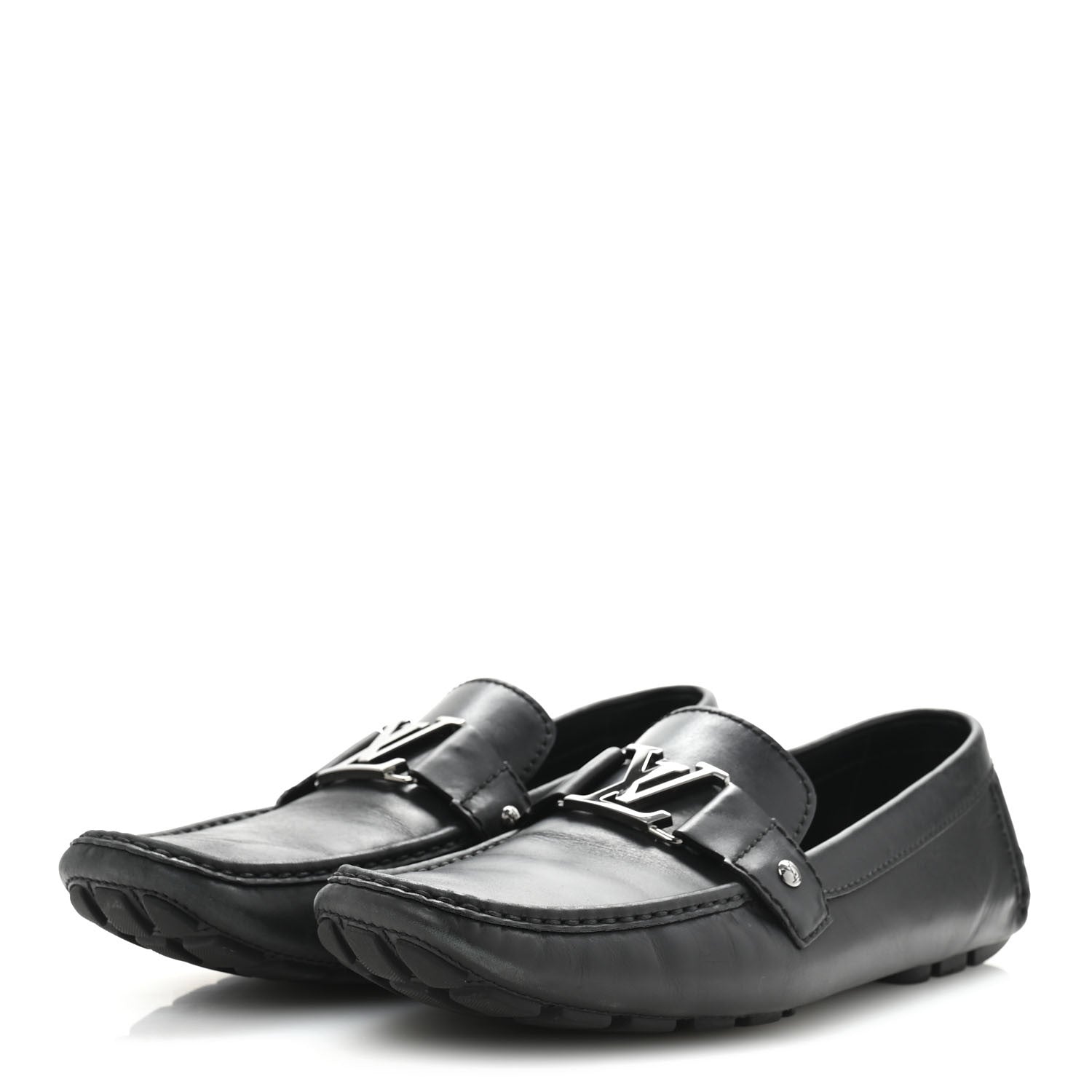 Louis Vuitton Calfskin Mens Monte Carlo Shoe Moccasin Loafers 11 Black 4 of 10