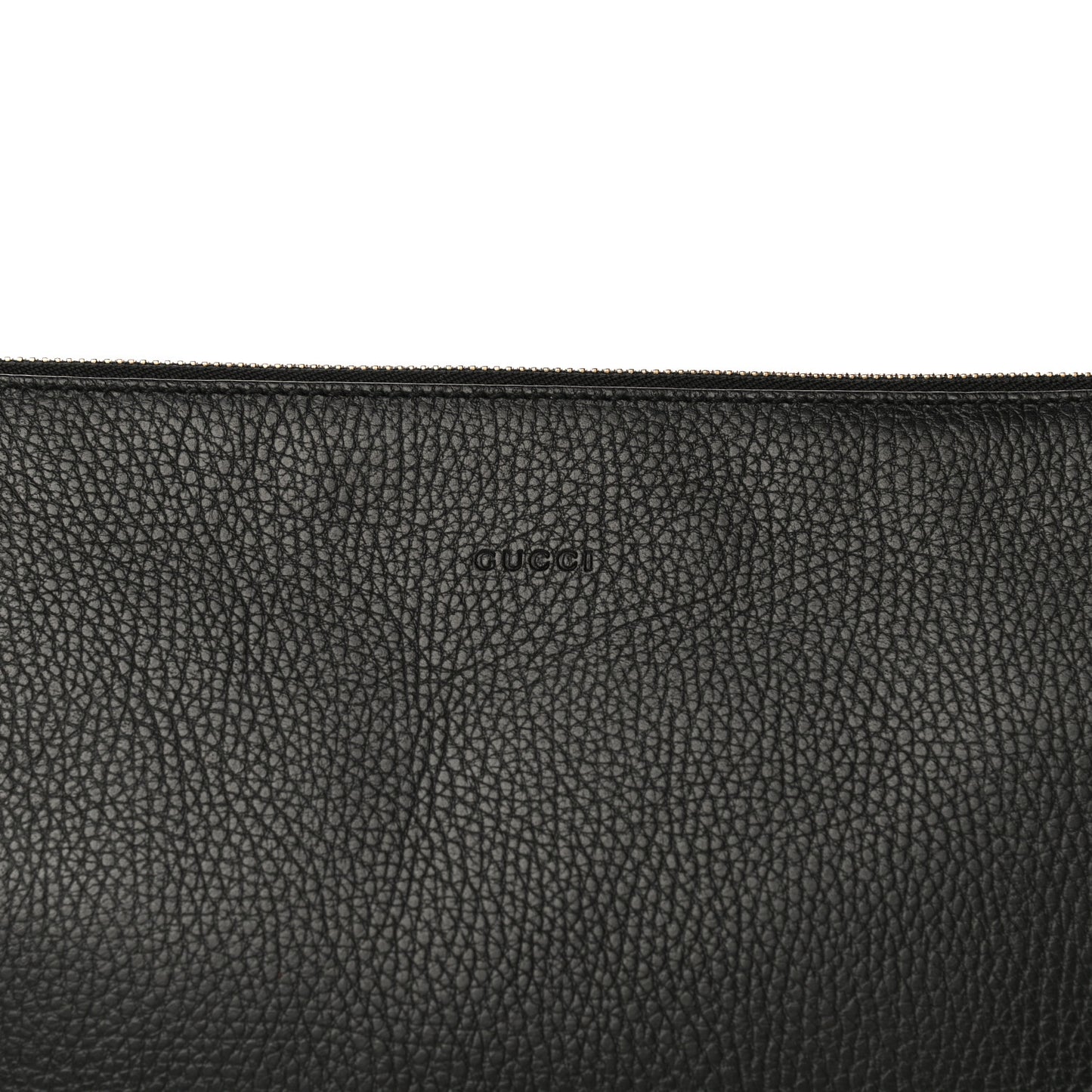 Pebbled Calfskin Large Bamboo Clutch Black