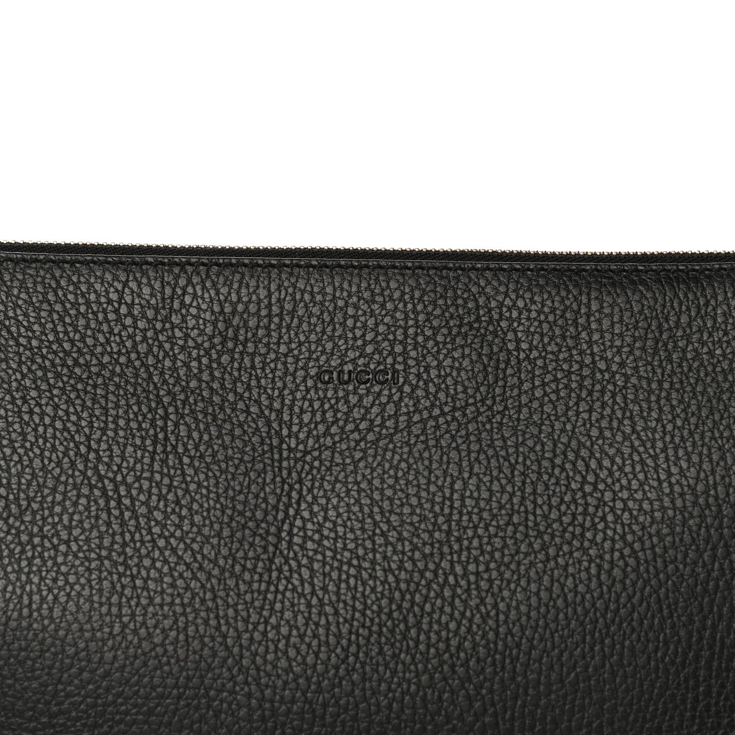 Gucci Pebbled Calfskin Large Bamboo Clutch Black 8 of 15