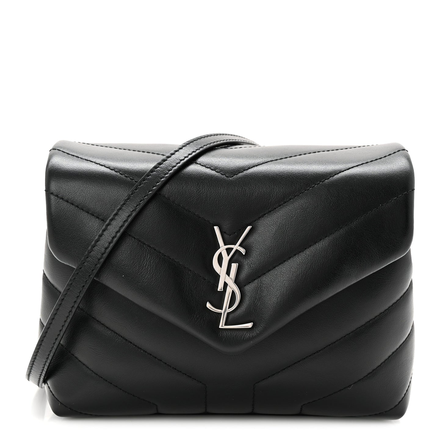 Calfskin Y Quilted Monogram Toy Loulou Crossbody Bag Black