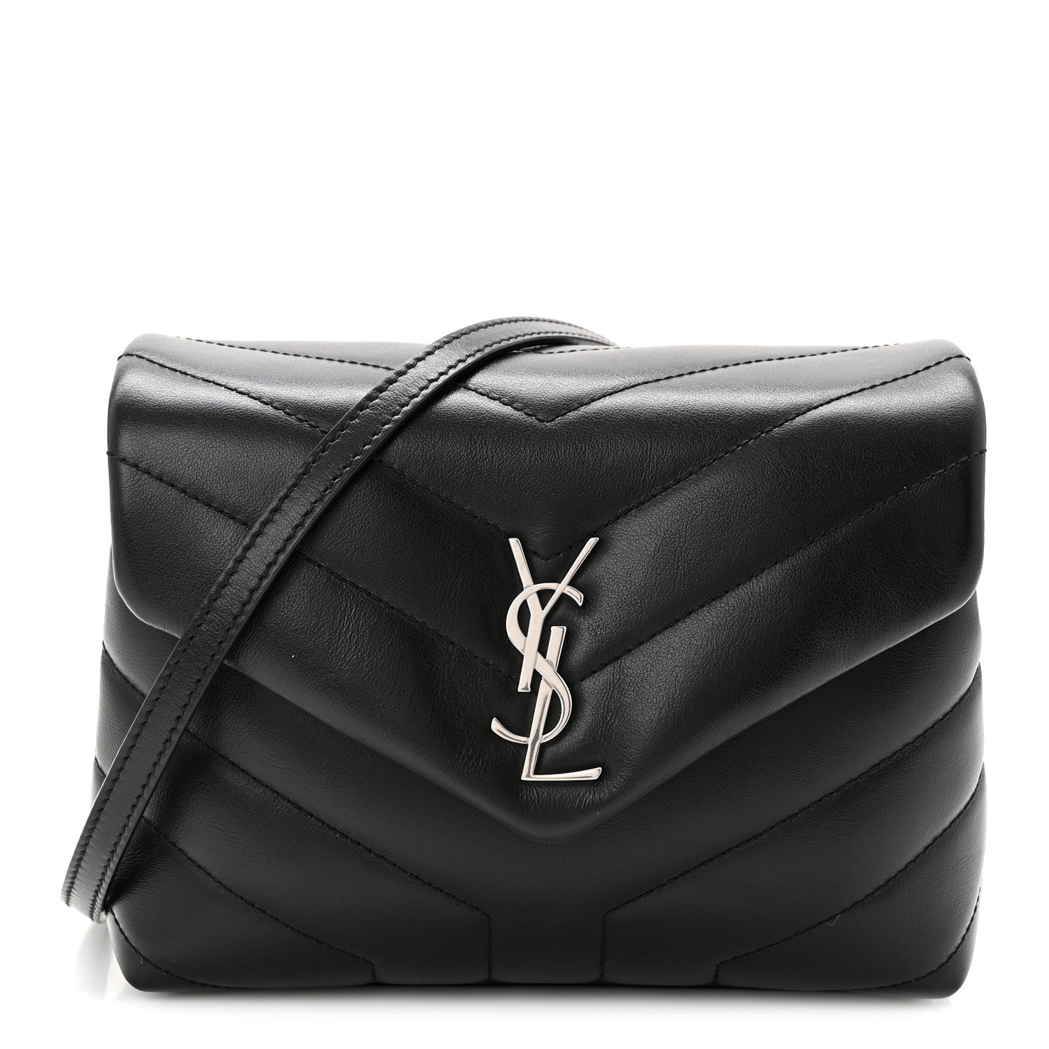 Saint Laurent Calfskin Y Quilted Monogram Toy Loulou Crossbody Bag Black 1 of 10