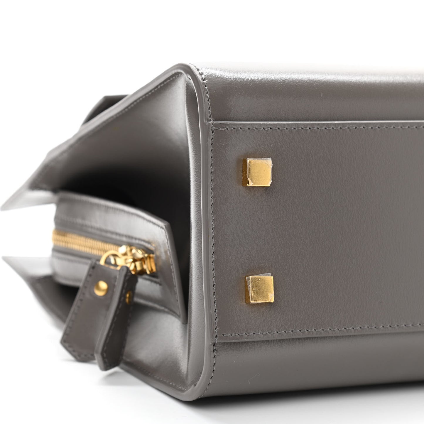 Shiny Calfskin Medium Uptown Tote Grey