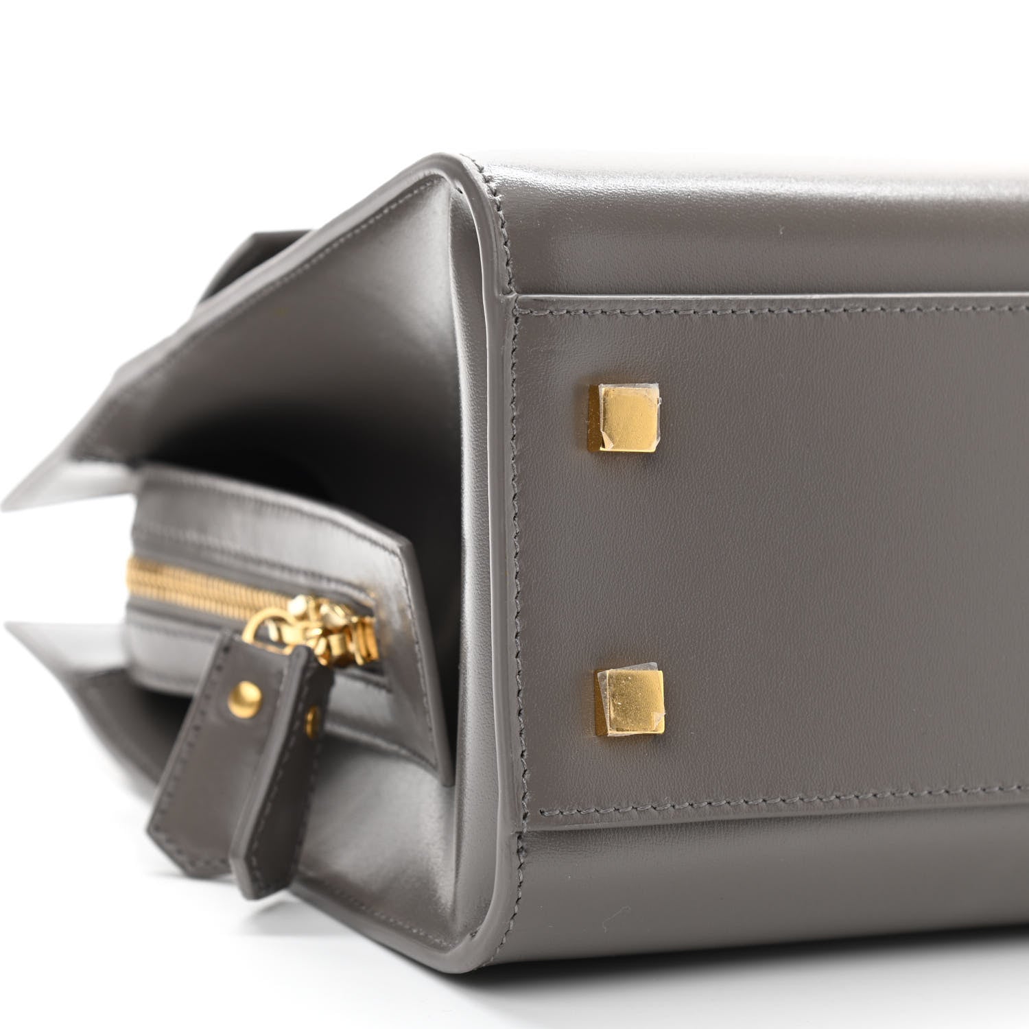 Saint Laurent Shiny Calfskin Medium Uptown Tote Grey 5 of 10