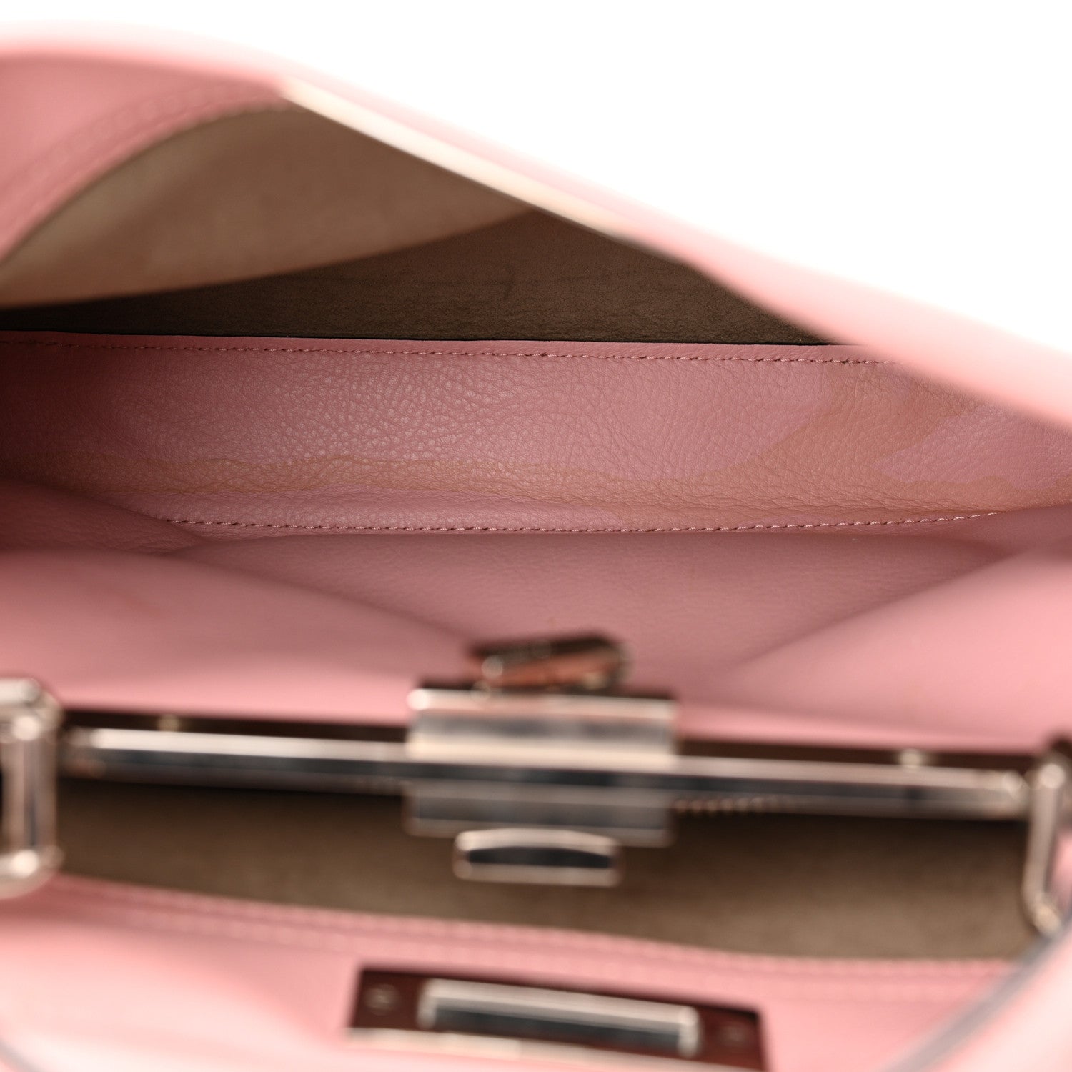 Fendi Vitello Seta Lace Up Medium Peekaboo Iconic Satchel Bubblegum 5 of 17