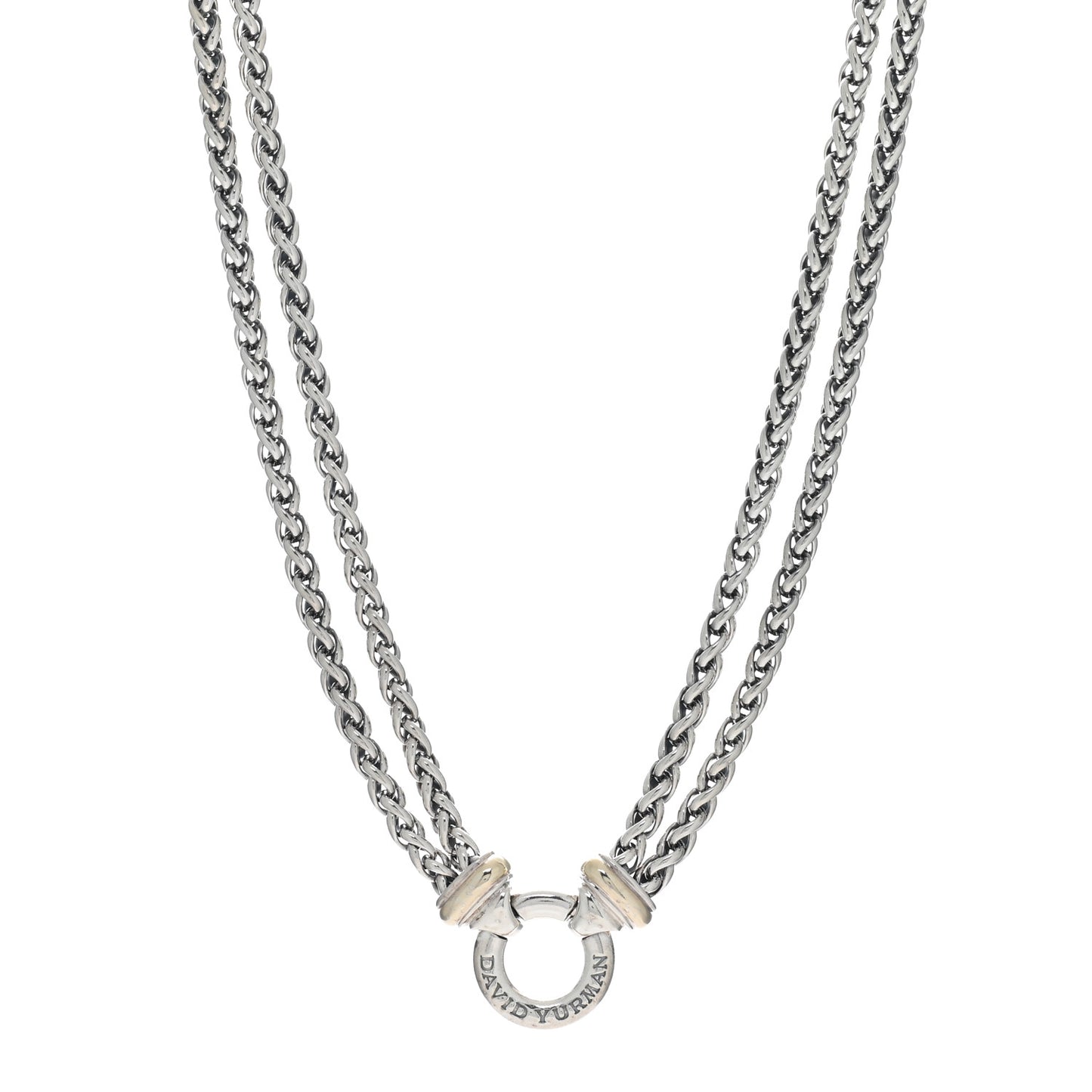 Sterling Silver 18K Yellow Gold 8mm Double Wheat Chain Necklace