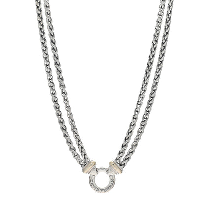 David Yurman Sterling Silver 18K Yellow Gold 8mm Double Wheat Chain Necklace 1 of 4