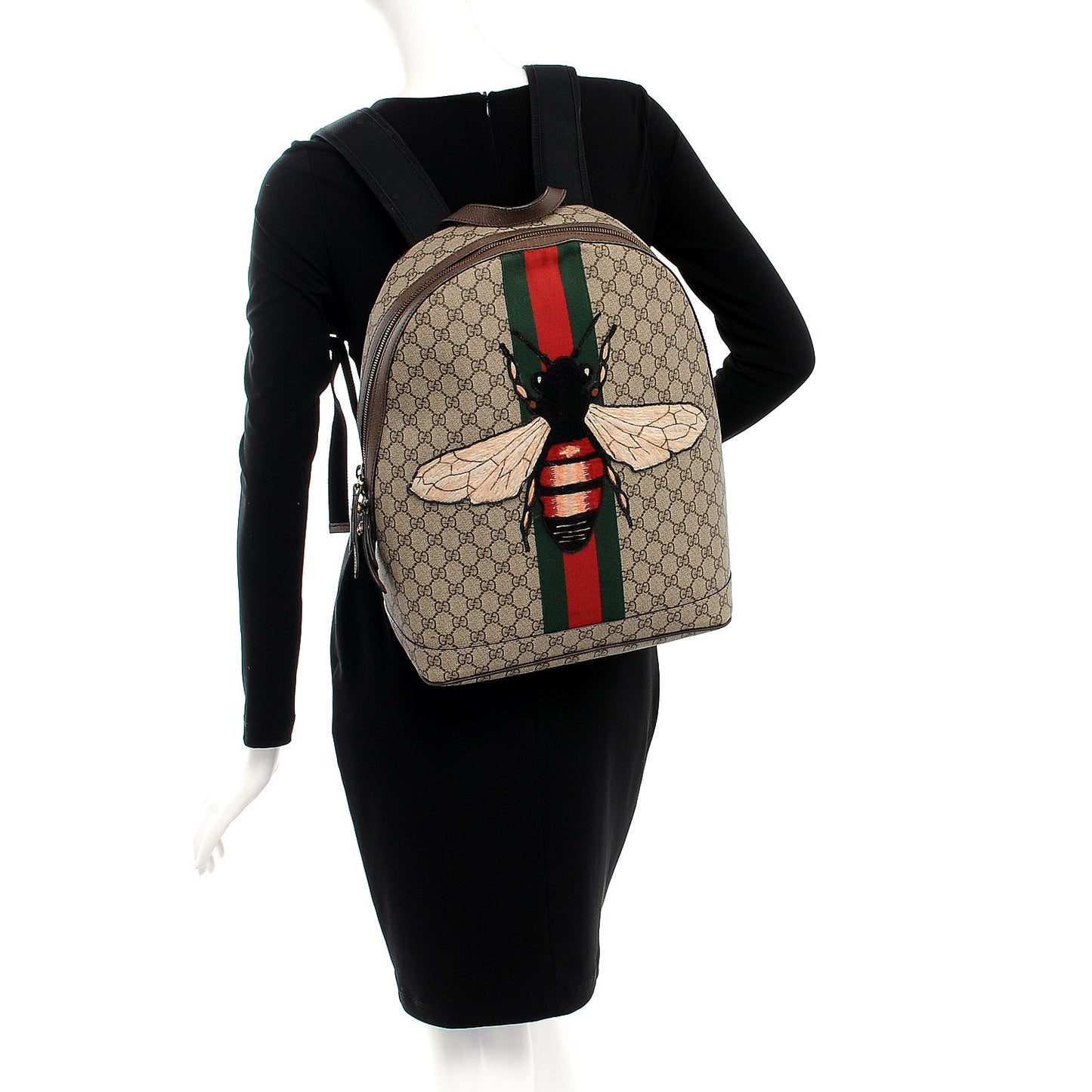 GG Supreme Monogram Web Animalier Bee Dome Backpack