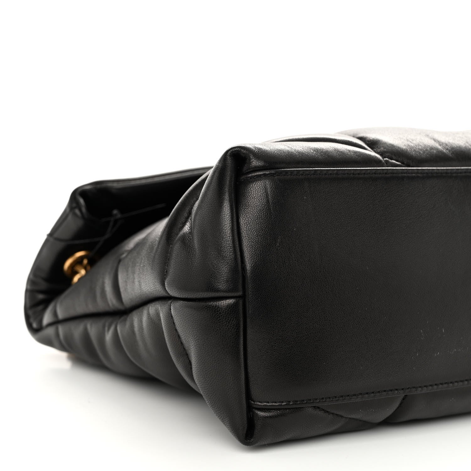 Saint Laurent Lambskin Quilted Medium Loulou Puffer Monogram Chain Satchel Black 8 of 9