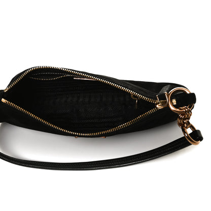 Prada Suede Box Shoulder Bag Black 10 of 15