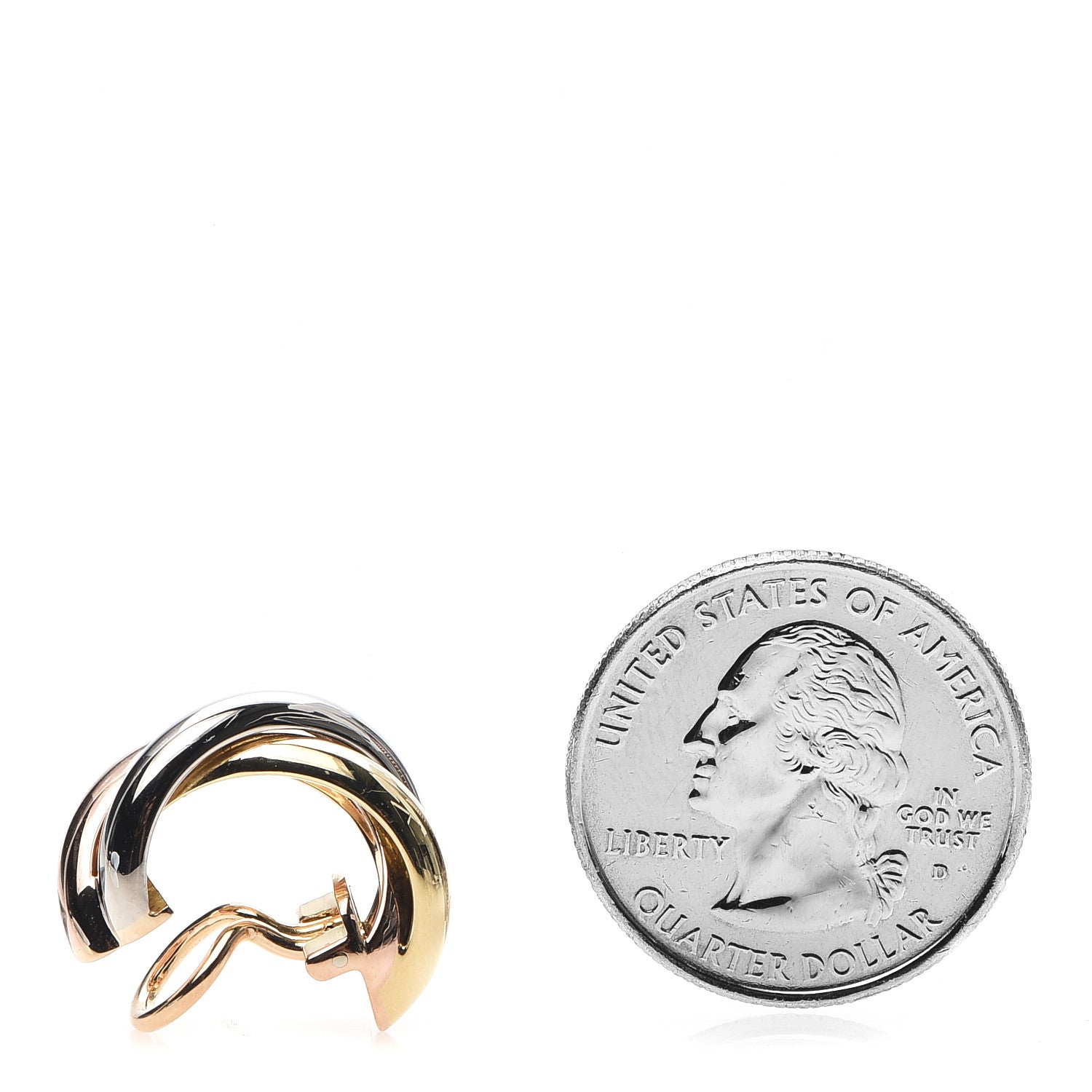 Cartier 18K Pink Yellow White Gold 7.5mm Trinity Clip-On Earrings 2 of 5
