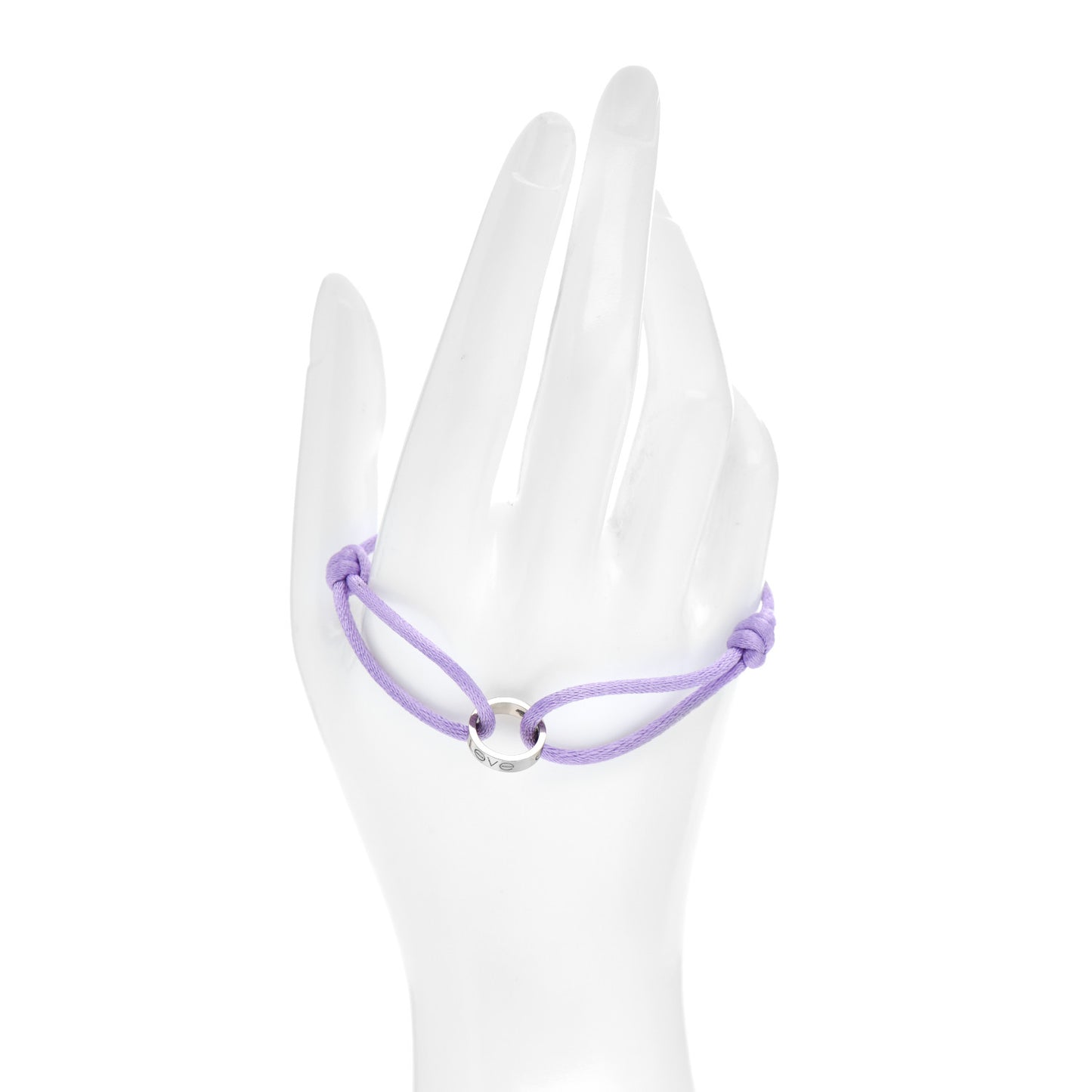 18K White Gold Charity LOVE Adjustable Cord Bracelet Lavender