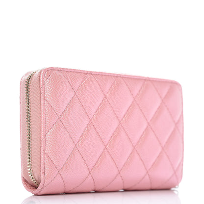 Chanel Iridescent Caviar Quilted Medium Zip Around Wallet Pink 3 of 7