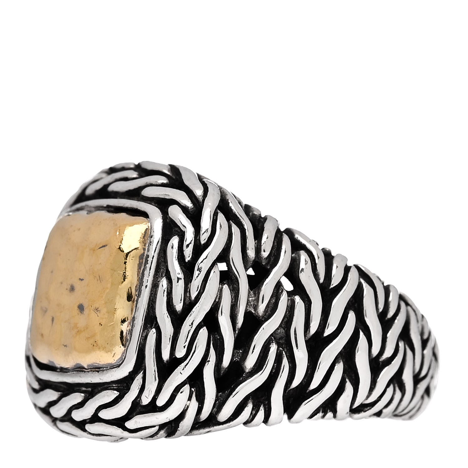 John Hardy Sterling Silver 22K Yellow Gold Palu Hammered Ring 51 5.75 3 of 5