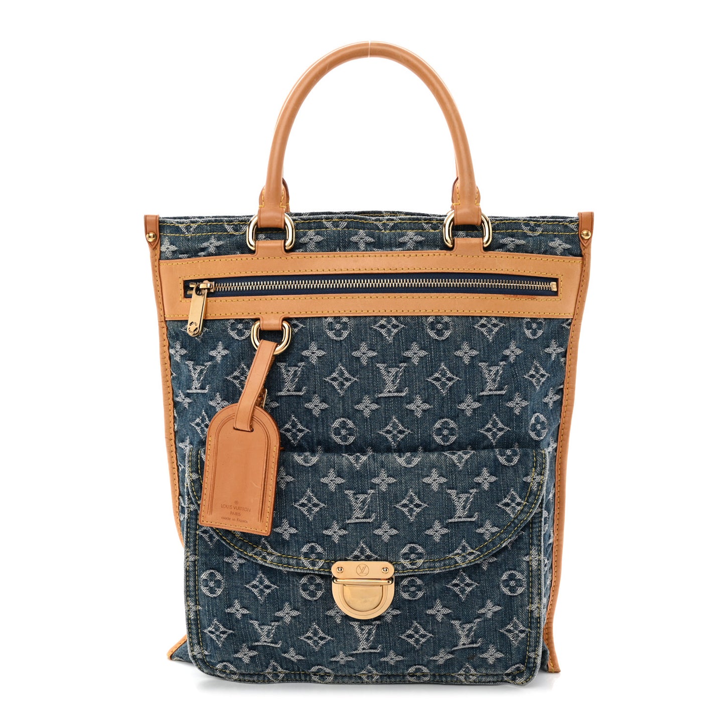 Monogram Denim Sac Plat Blue