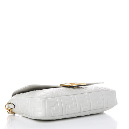 Fendi Nappa FF 1974 Embossed Large Baguette White 4 of 9