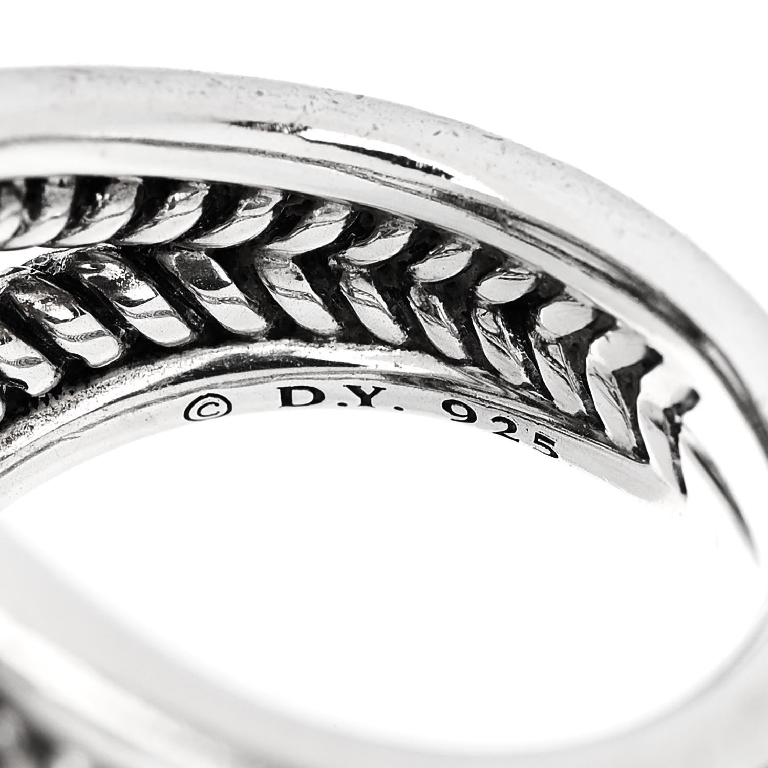 David Yurman Sterling Silver Diamond Pearl 10mm Crossover Ring 52 6 5 of 5