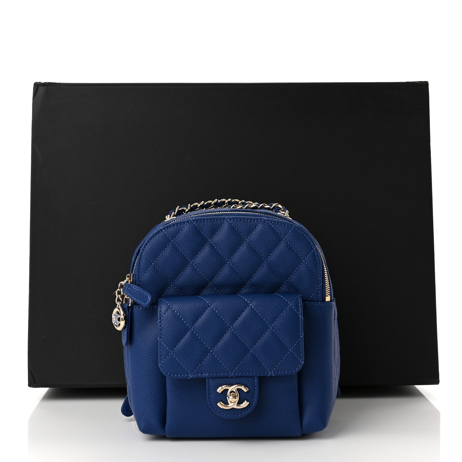 Chanel Caviar Quilted Small CC Day Backpack Blue 11 of 11