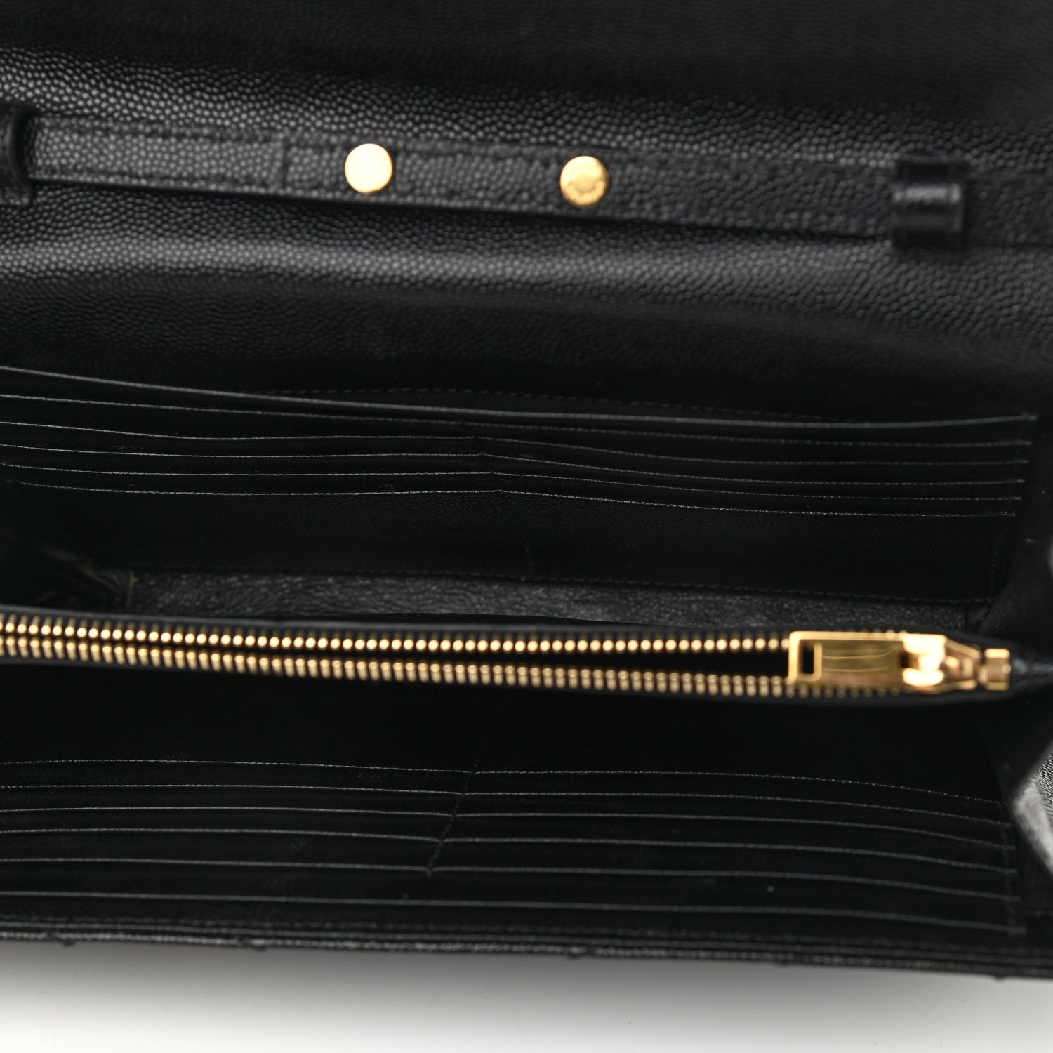 Saint Laurent Grain De Poudre Matelasse Chevron Monogram Chain Wallet Black 5 of 14