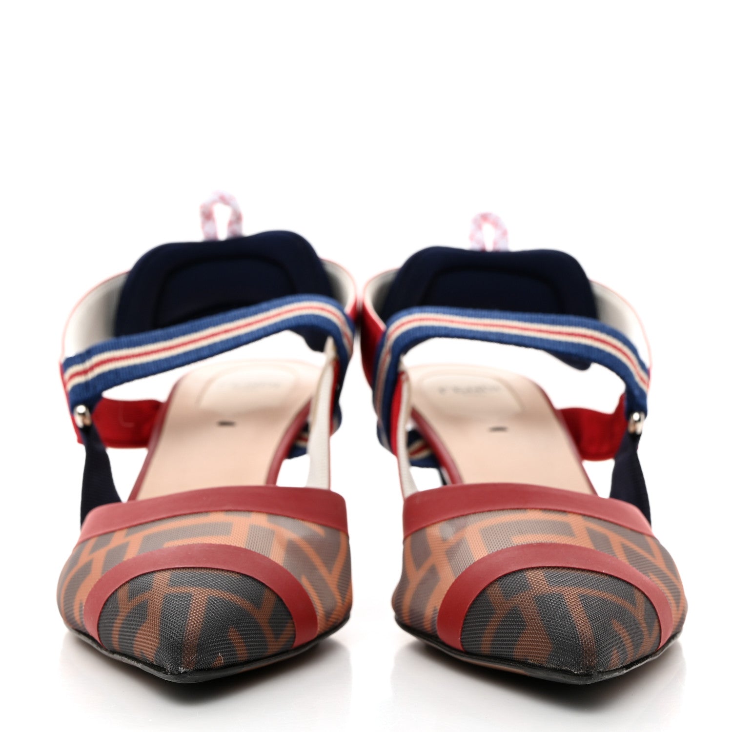Fendi Technical Mesh FF Colibri 55mm Slingback Pumps 40 Tobacco Moro Zaffiro Ciliegia Rosso 2 of 7