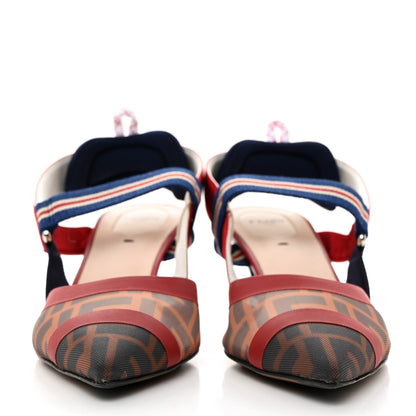 Fendi Technical Mesh FF Colibri 55mm Slingback Pumps 40 Tobacco Moro Zaffiro Ciliegia Rosso 2 of 7