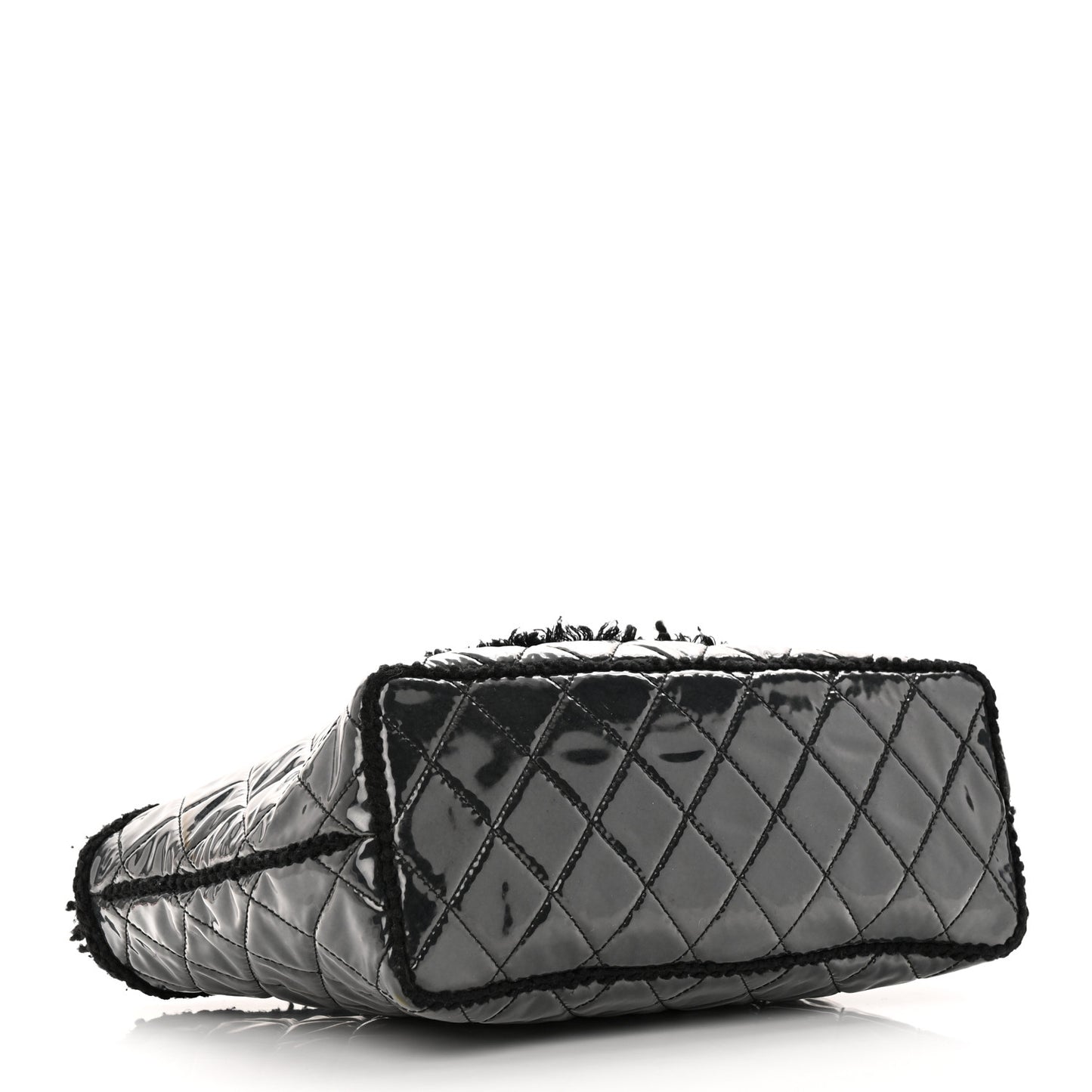 Vinyl Quilted Funny Tweed Tote Black