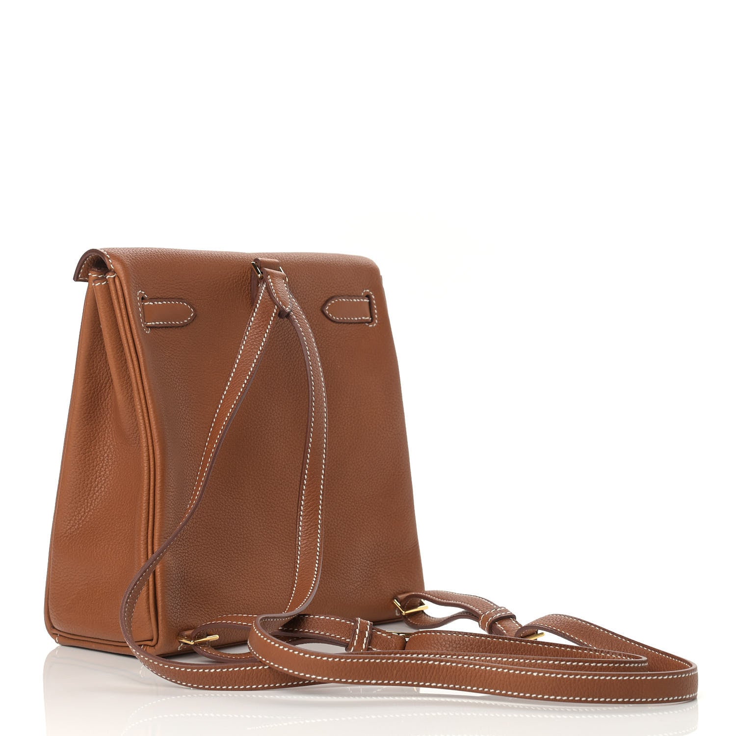 Hermes Natural Barenia Faubourg Kelly Ado Backpack Fauve 2 of 11