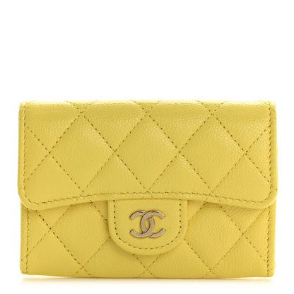 Chanel Caviar Quilted Flap Card Holder Wallet Yellow 1 of 8