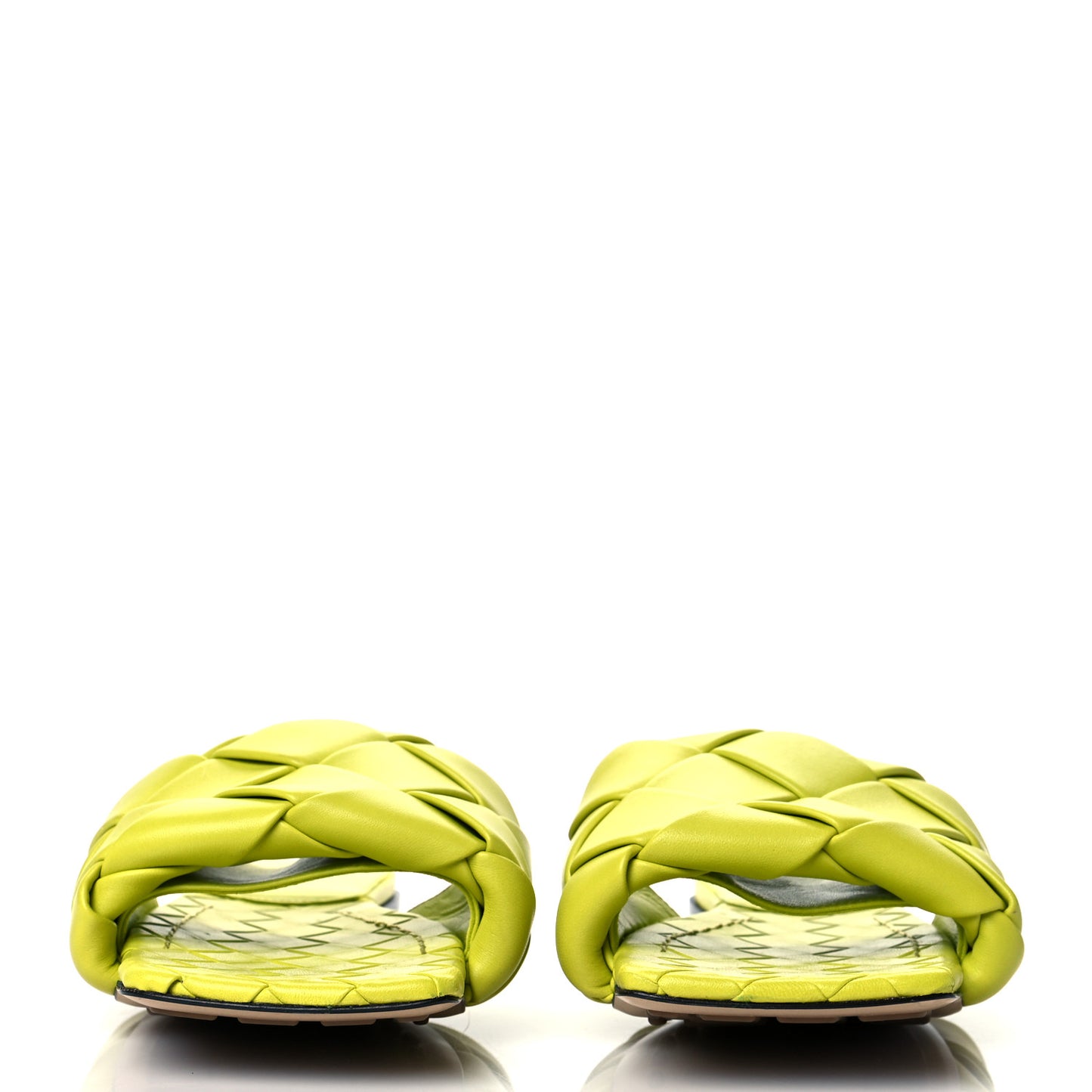 Nappa Maxi Intrecciato Lido Flat Sandals 37 Kiwi