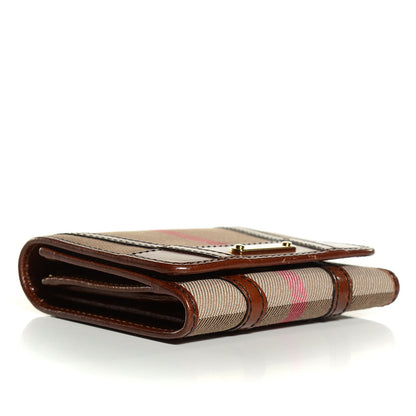 Burberry Bridle Calfskin House Check Medium Leighton Wallet Dark Tan 4 of 9