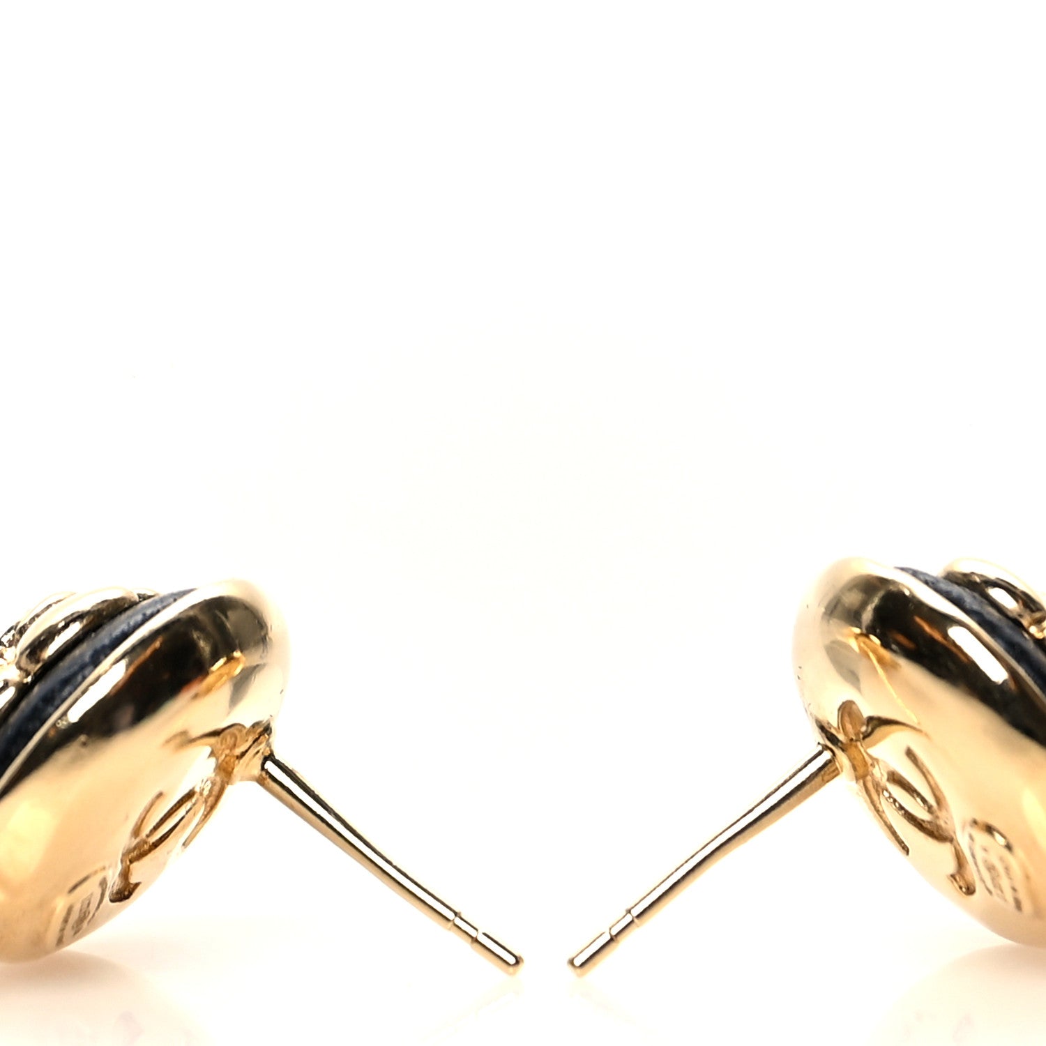 Chanel Metal Lambskin Camellia CC Drop Earrings Gold Black 3 of 4