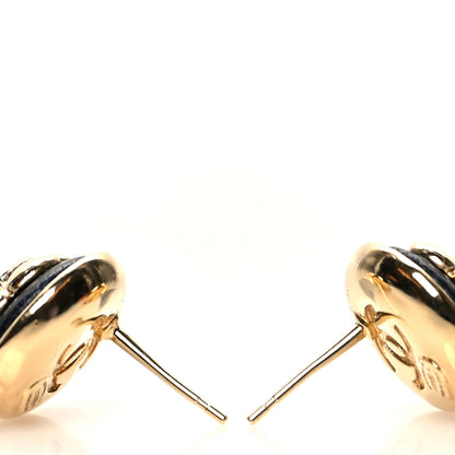 Chanel Metal Lambskin Camellia CC Drop Earrings Gold Black 3 of 4