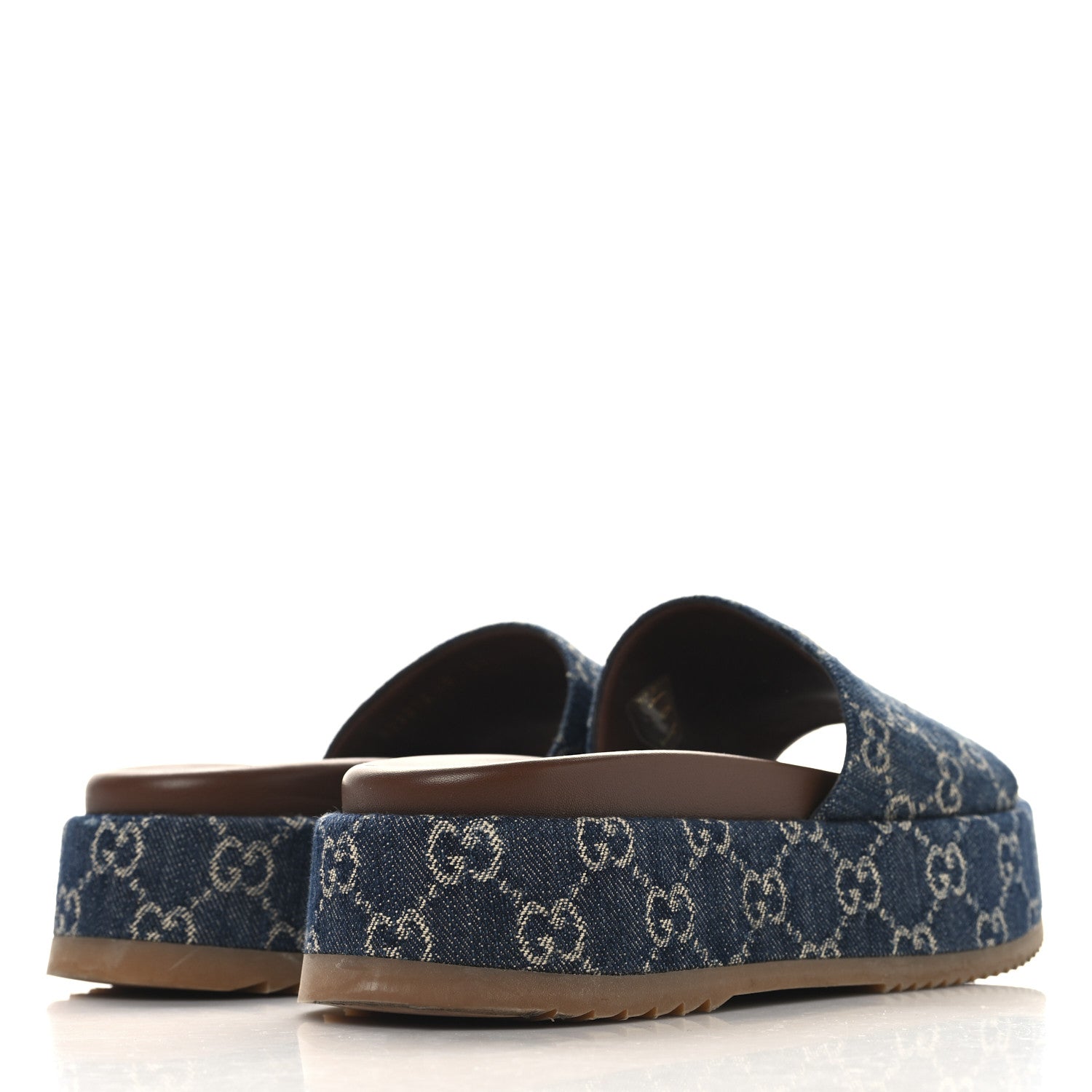Gucci New Denim GG Monogram Angelina Platform 55mm Slide Sandals 40 Blue Tea 5 of 9