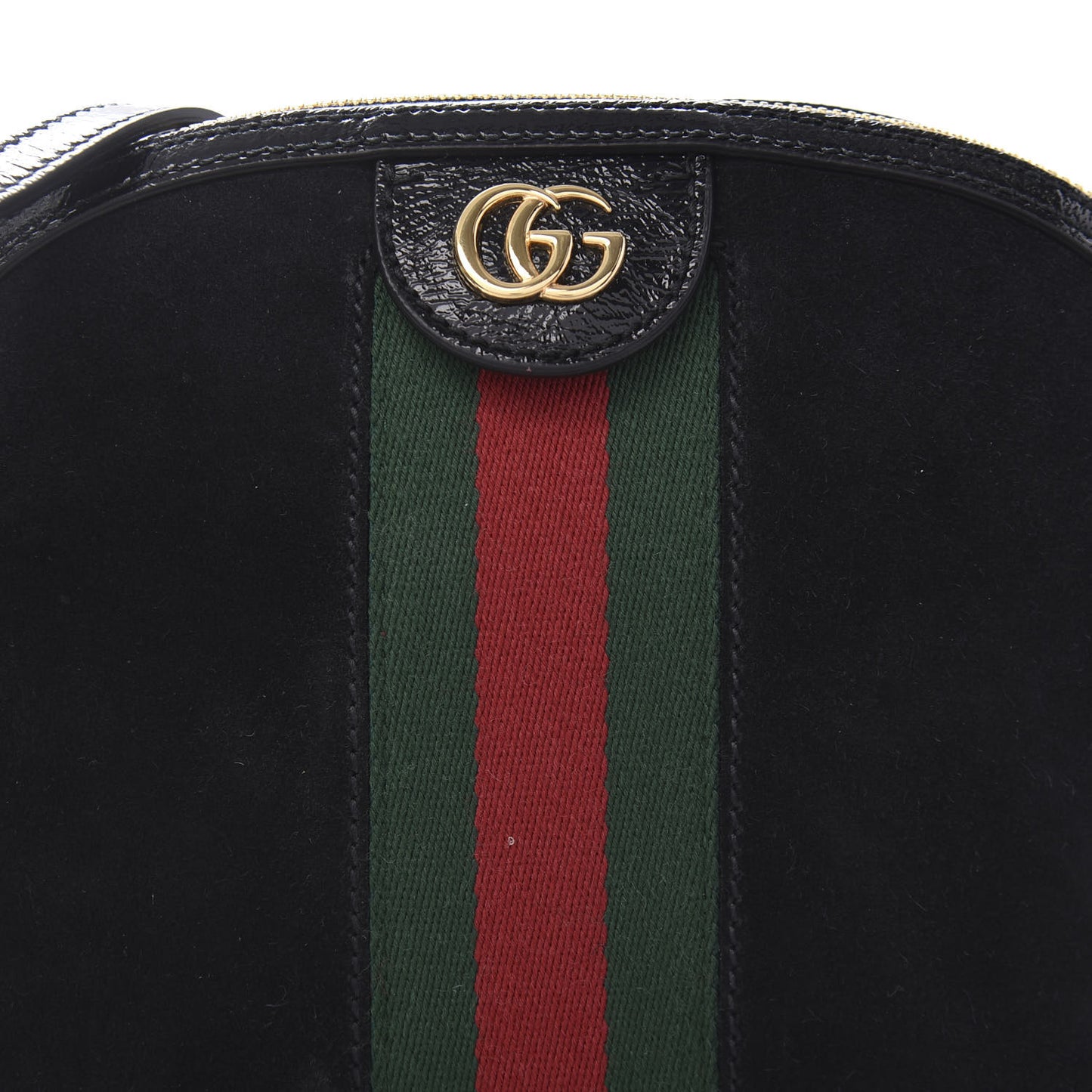 Suede Patent Web GG Small Ophidia Dome Shoulder Bag Black