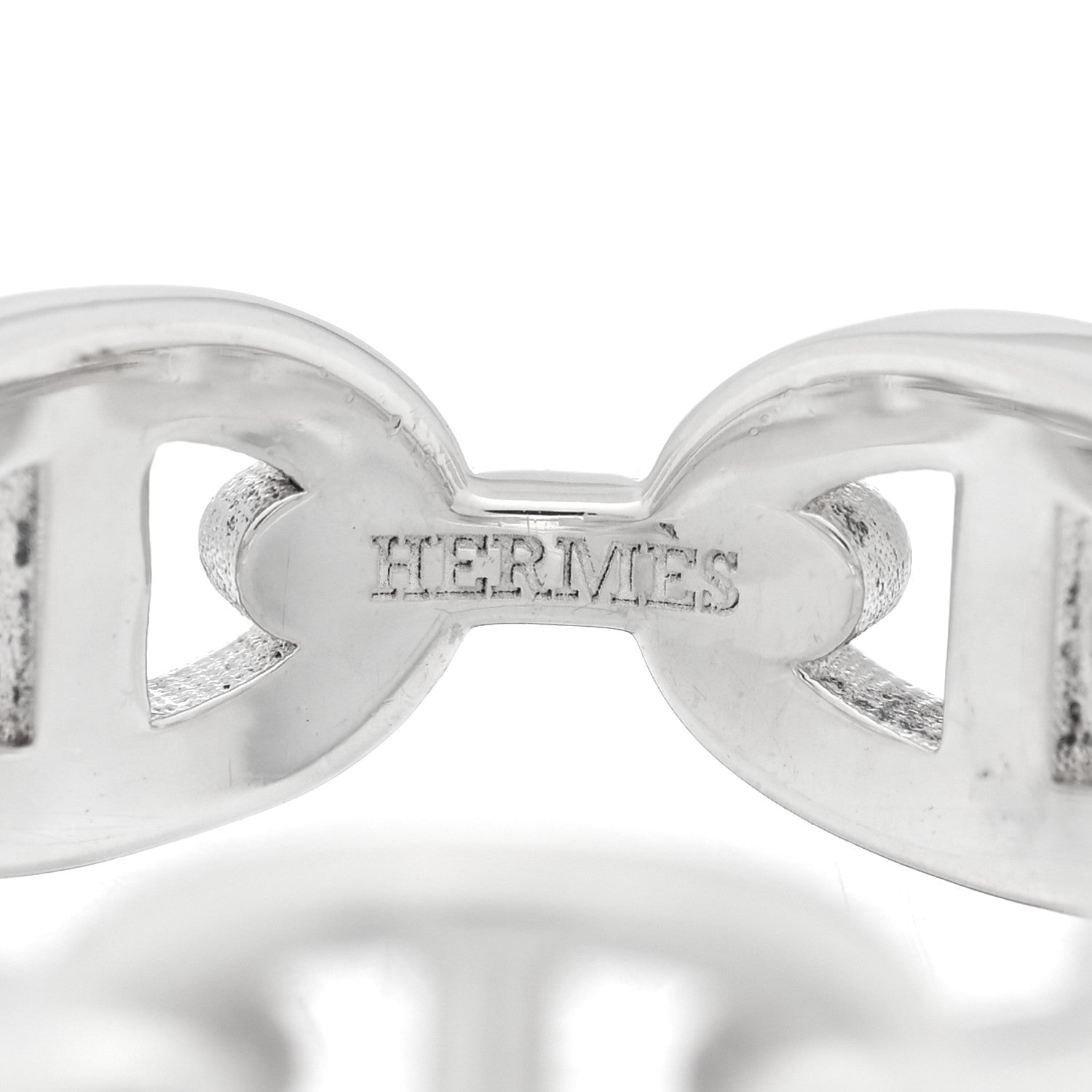 Hermes Sterling Silver PM Chaine d'Ancre Enchainee Band Ring 56 7.75 4 of 5