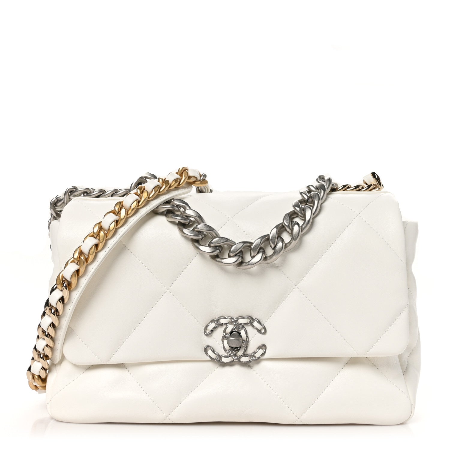 Chanel Lambskin Quilted Large Chanel 19 Flap White 1 of 10
