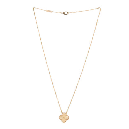 Van Cleef & Arpels 18K Yellow Gold Guilloche Vintage Alhambra Pendant Necklace 3 of 6