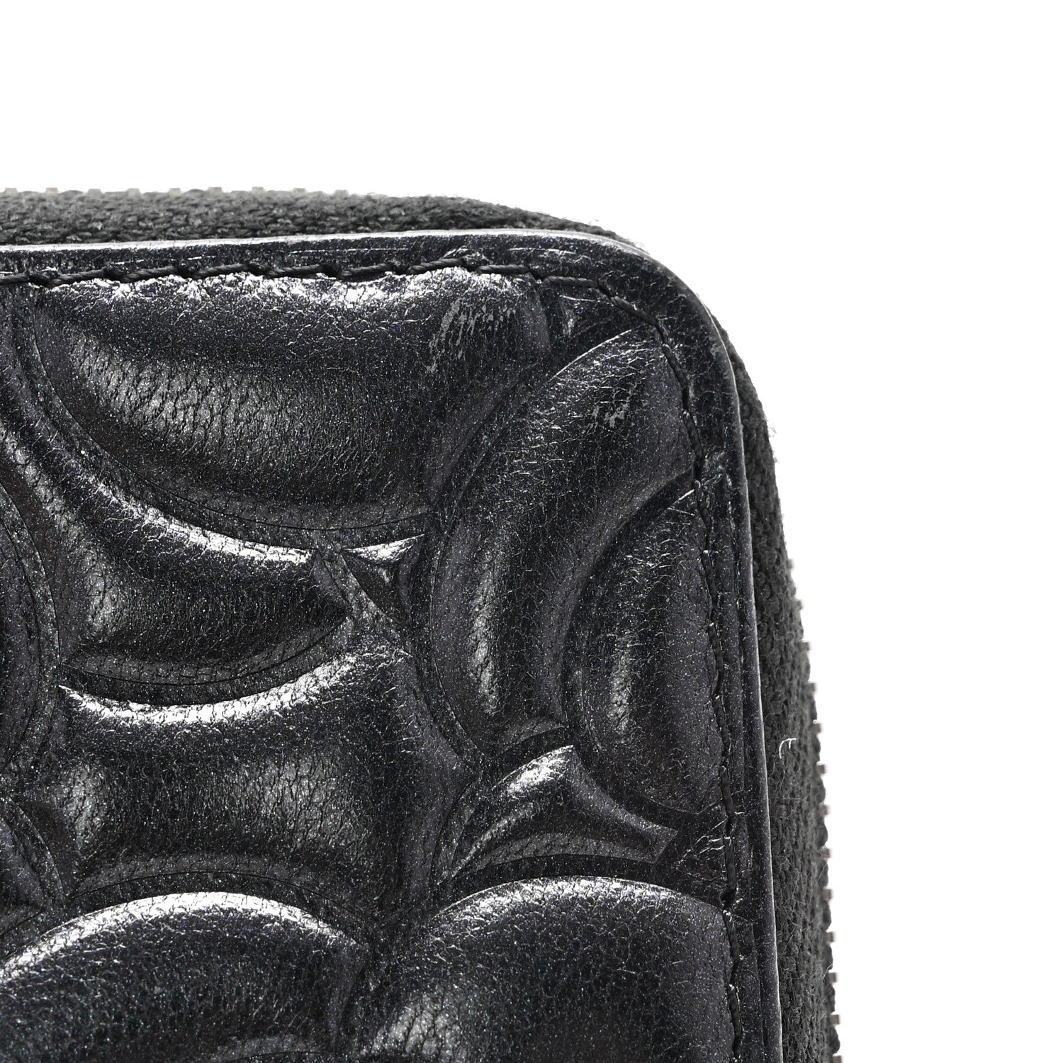 Chanel Iridescent Lambskin Camellia Embossed Zip Coin Purse Black 9 of 9