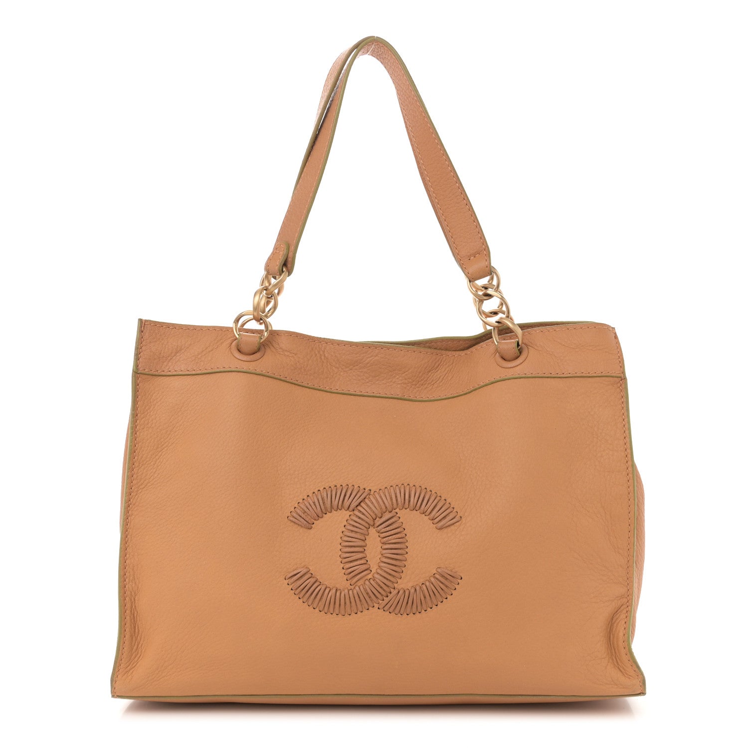 Chanel Calfskin Whipstitch CC Tote Beige 1 of 14