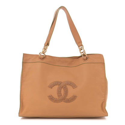 Chanel Calfskin Whipstitch CC Tote Beige 1 of 14
