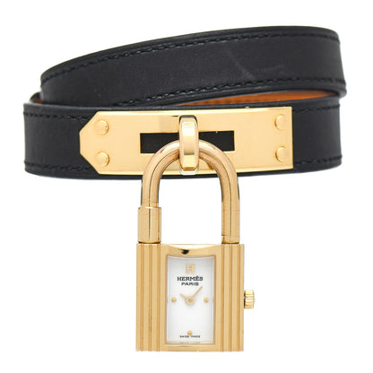 Hermes Stainless Steel Barenia 20mm Kelly Cadena Double Tour Quartz Watch Noir 1 of 4