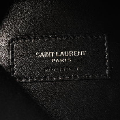 Saint Laurent Calfskin Crocodile Embossed West Hollywood Monogram Fold Over Clutch Black 6 of 10