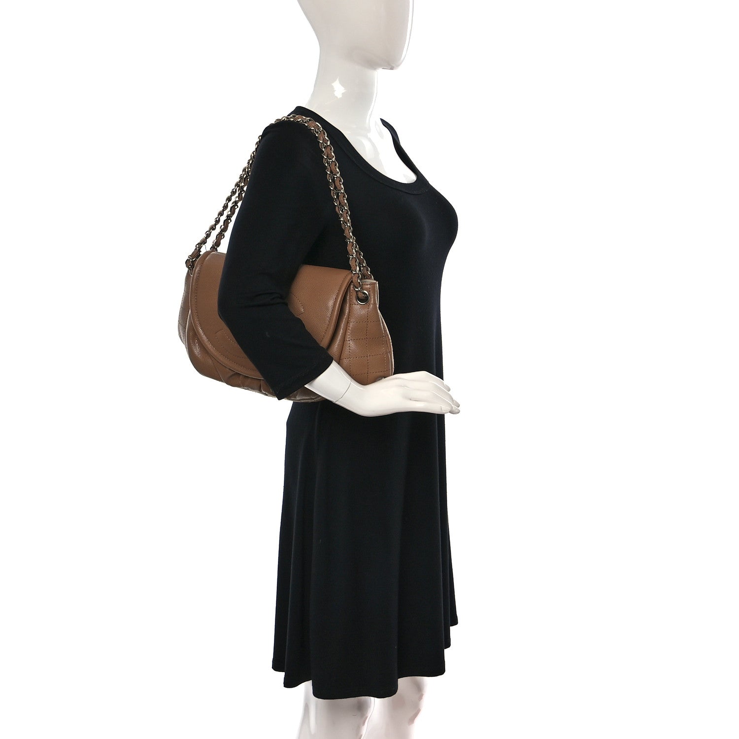 Chanel Caviar Large Half Moon Flap Dark Beige 2 of 9