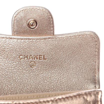 Chanel Metallic Lambskin Quilted Flap Card Holder Chain Wristlet Gold 6 of 9