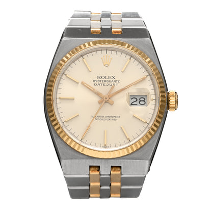 Rolex Stainless Steel 18K Yellow Gold 36mm OysterQuartz Datejust Watch Silver 17013 1 of 4
