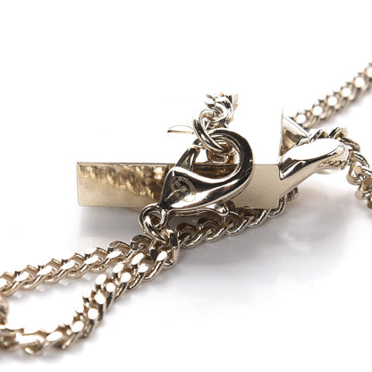 Chanel Crystal Dog Tag Charm Necklace Gold 5 of 7