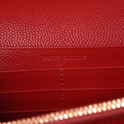 Saint Laurent Grain De Poudre Matelasse Chevron Monogram Chain Wallet New Red 7 of 7