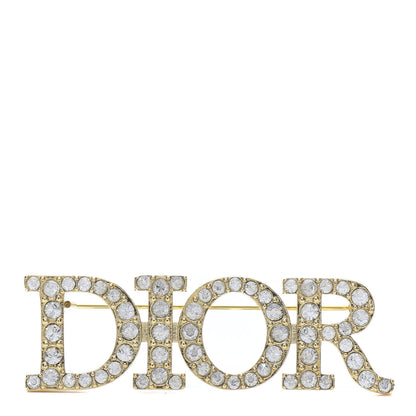 Christian Dior Crystal Dior Logo Brooch Gold 1 of 4