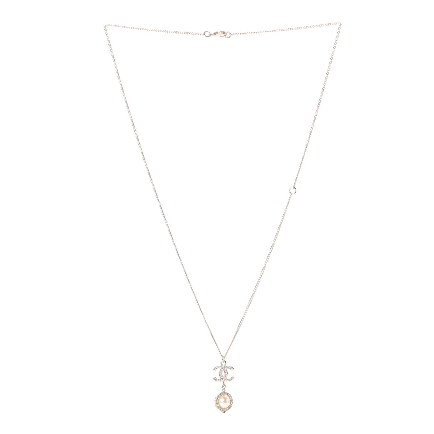 Crystal Pearl CC Lace Camellia Necklace Gold