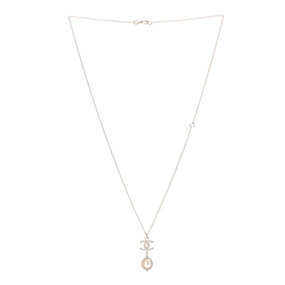 Chanel Crystal Pearl CC Lace Camellia Necklace Gold 3 of 4